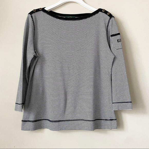 Lauren Ralph Lauren Nautical Tee Long Sleeves L - Picture 2 of 8